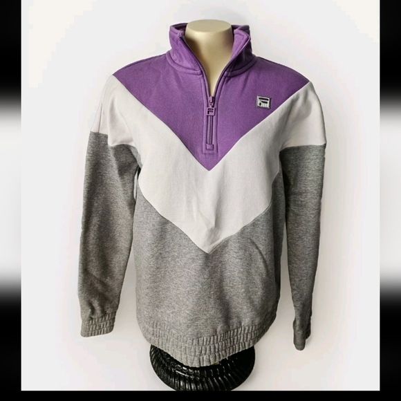 Fila Womens 3/4 Zip Purple White Gray Pullover Size Small Long Sleeve - Picture 1 of 8